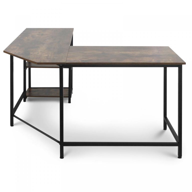 MIADOMODO Psací stůl 138 x 138 x 76 cm, hnědá/černá